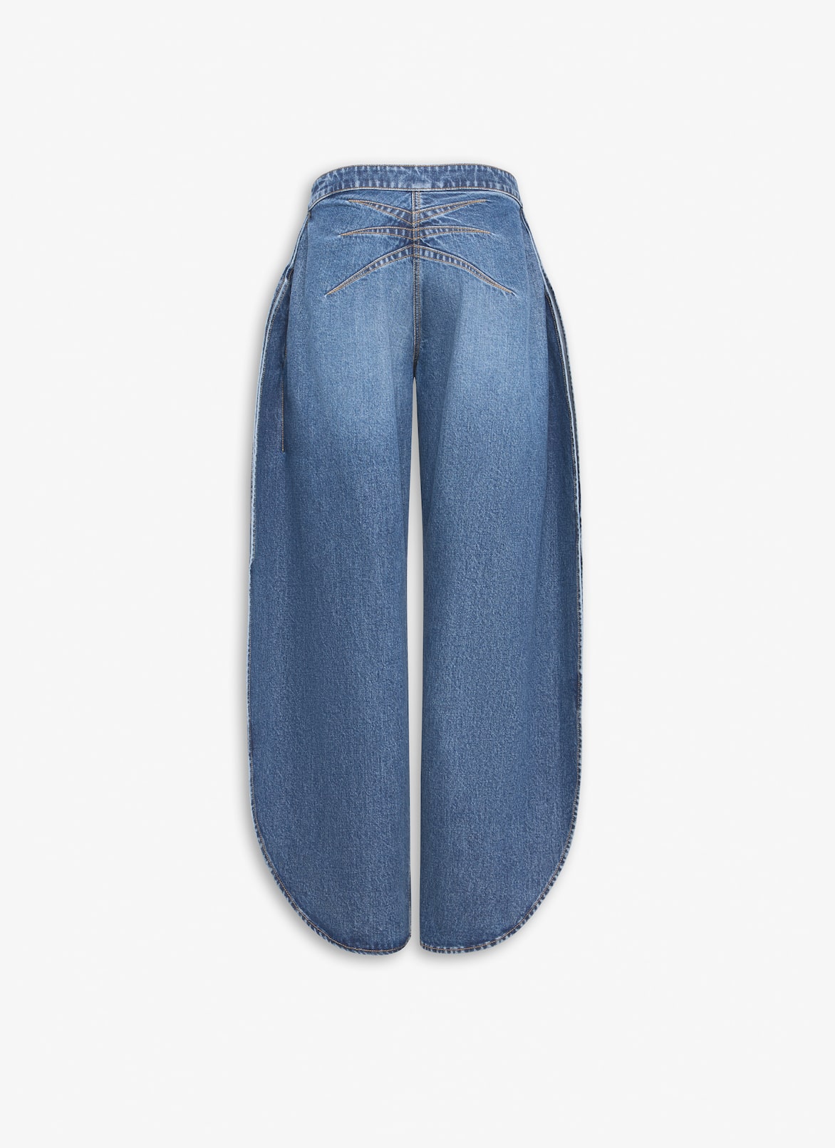 VAQUEROS REDONDOS DE DENIM LAVADO A LA PIEDRA ALAÏA AZUL VINTAGE VAQUEROS REDONDOS DE DENIM LAVADO A LA PIEDRA